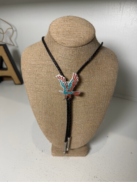 Jewelry - Vintage Eagle Bolo Tie Unisex Western Necklace Turquoise Southwest 18 Inch